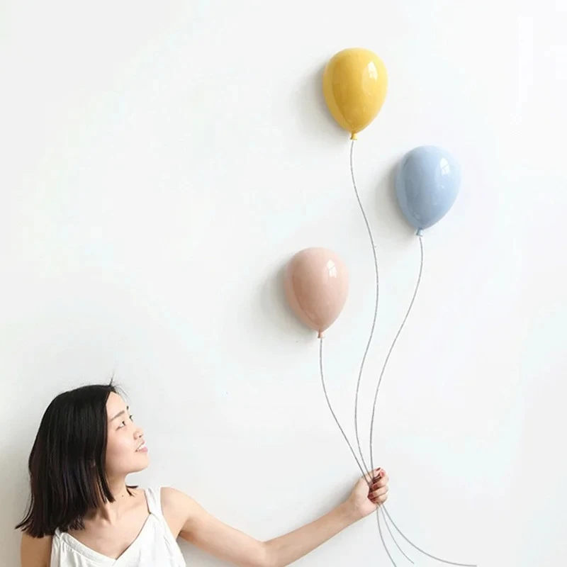 

For Creative Ceramics Balloon Wall Hanging Wall Decoration Modern Home Background Wall Children's Room Lovely Cartoon Stereoscop