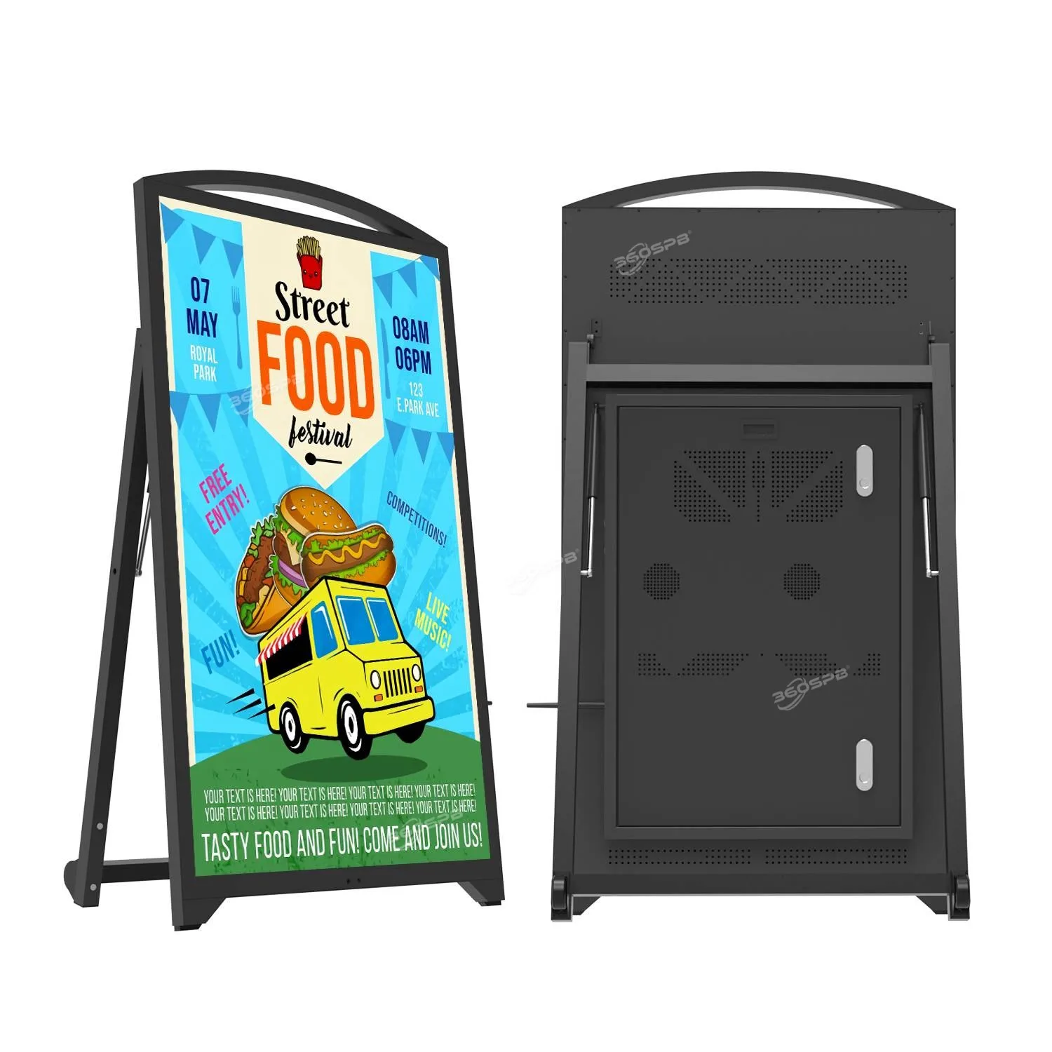 360SPB Batteriebetriebene 43-Zoll-Digitalanzeige-Ausstellung, tragbare LCD-Beschilderung für Innenwerbung