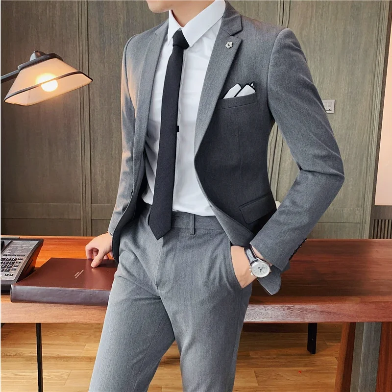 

Plus Size 7XL 6XL Men's Suit Jacket Pant Formal Slim Fit Business Dress Formal Wedding Work Tuxedo Fashion Men Suit 2 Pieces Set