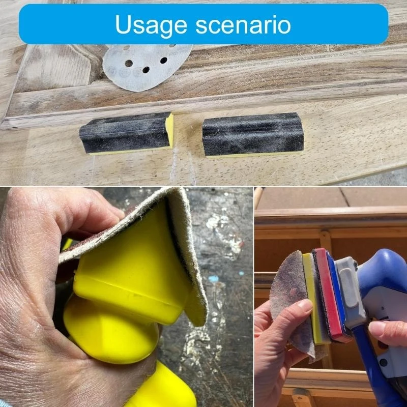 Hand Sanding Block Set Handheld Sanding Pad Hook and Looping Interchangeable M4YD