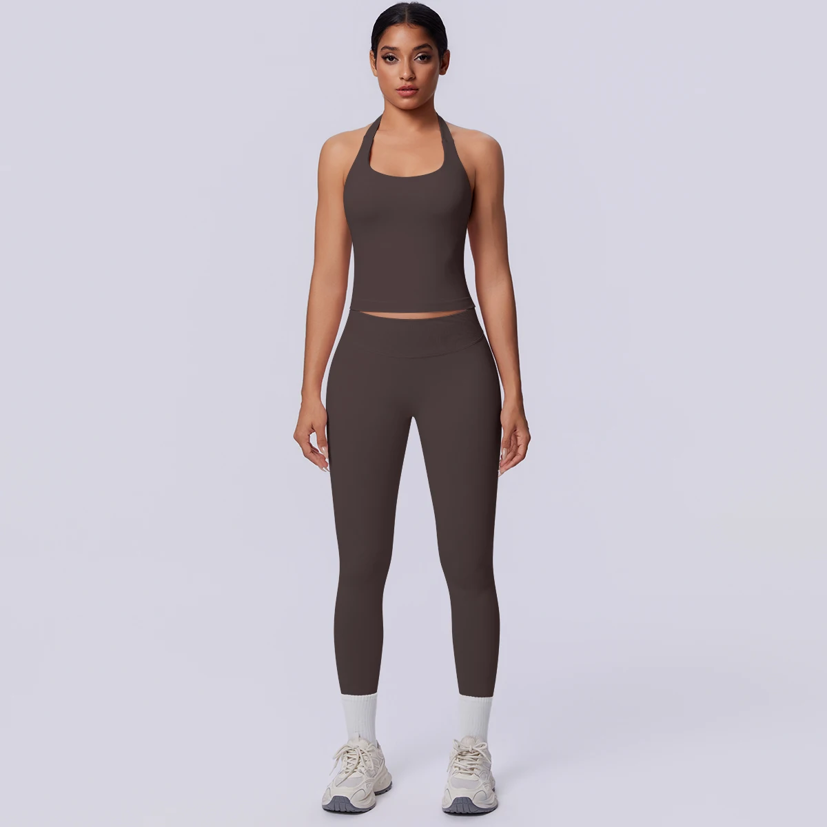Sport Fitness Kleidung Damen Yoga Set Sommer Gym Lauf-Workout Top Yoga Weste Einfarbige Po-Formende Fitness Hose Yoga Set – Detail 30