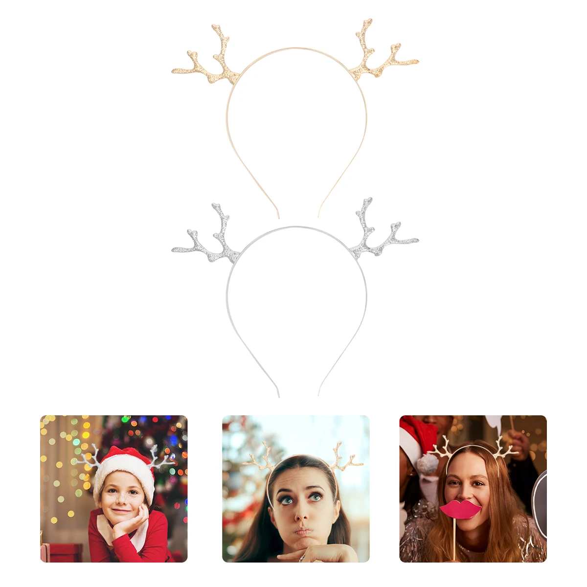 

2Pcs Deer Antler HairBand Xmas Headpiece Lightweight NonDeformation Christmas Party Accessories Holiday Headdress