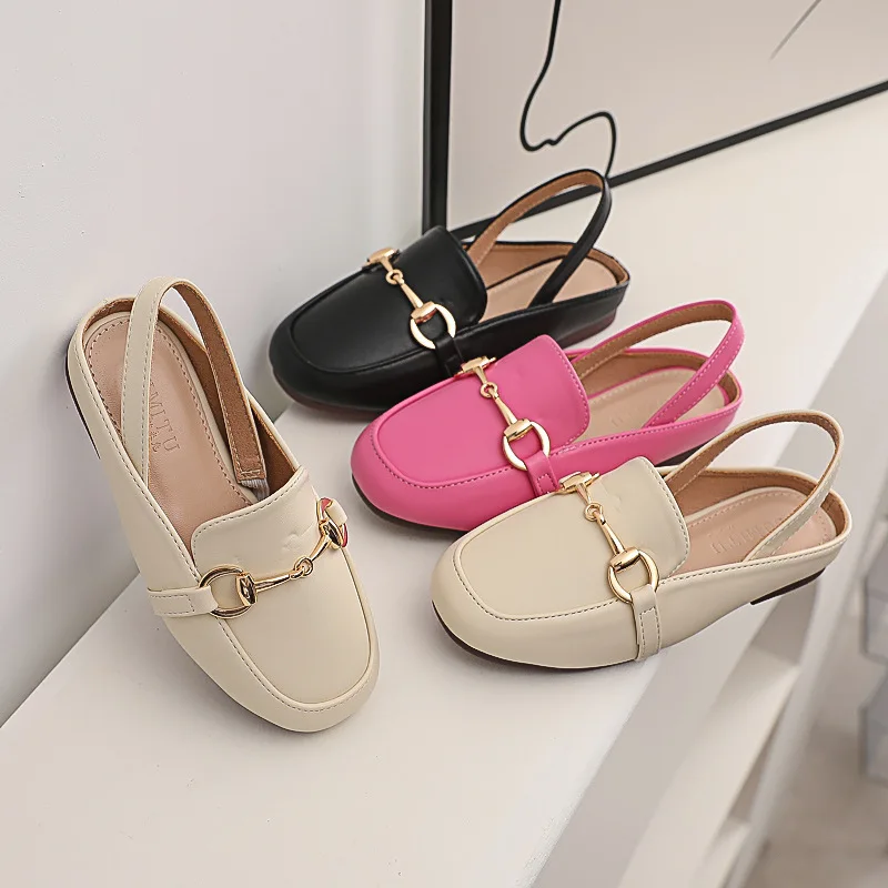 

Summer Kids Girl Casual Shoes Flat Slip-on Fashion Children Shoes For Girl Sneakers Metal Decoration Toddler Girl Sandals
