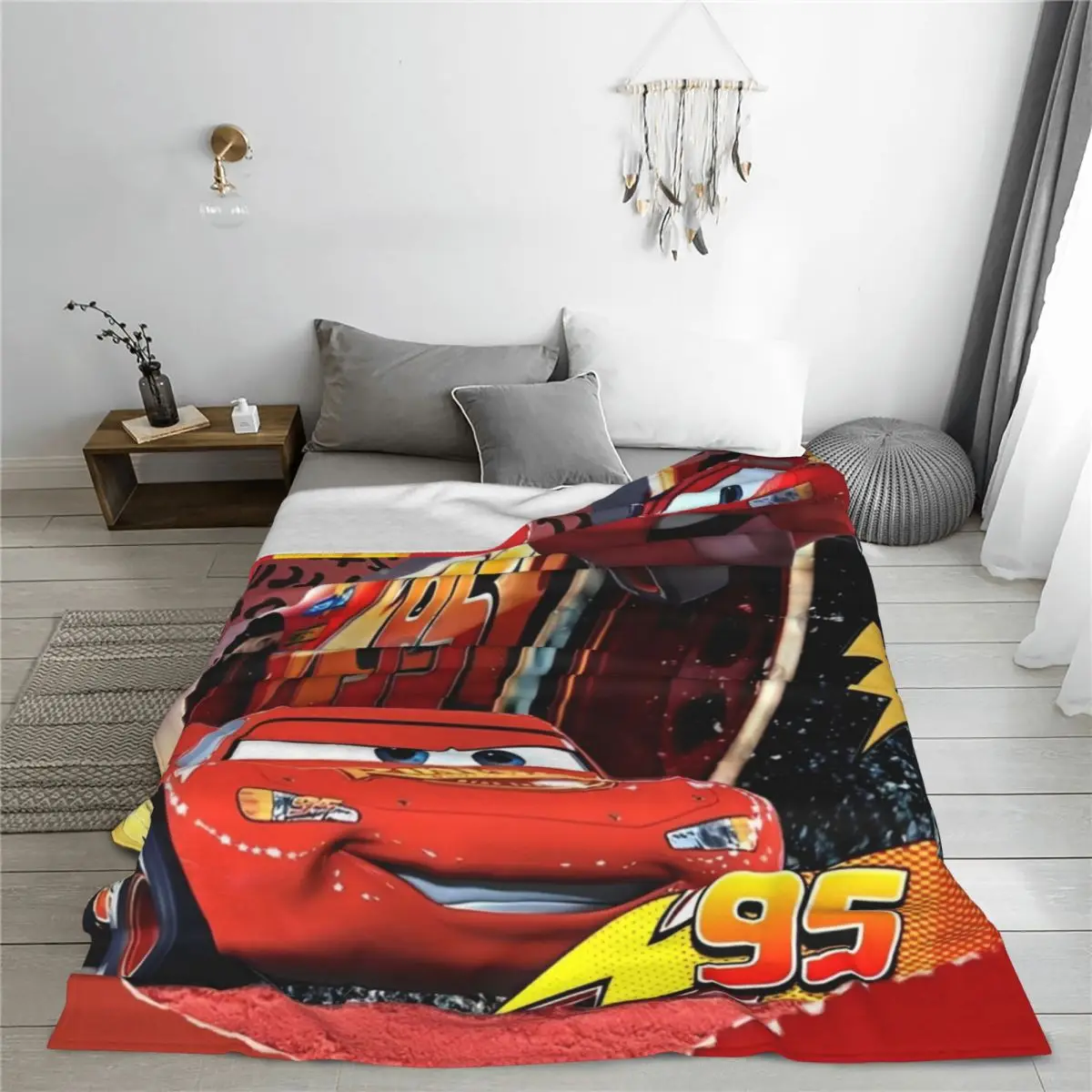 Cars Lightning McQueen Flannel Blanket Life Is A Highway Throw Blankets for Home Bedspread