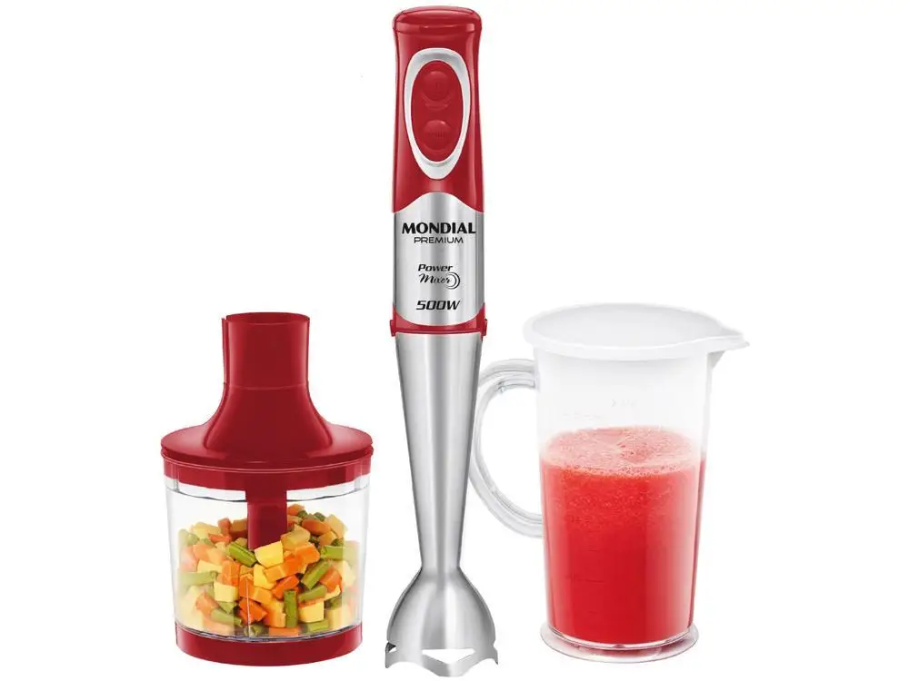 Mixer 2 em 1 Mondial 500W Vermelho e Inox - 220V