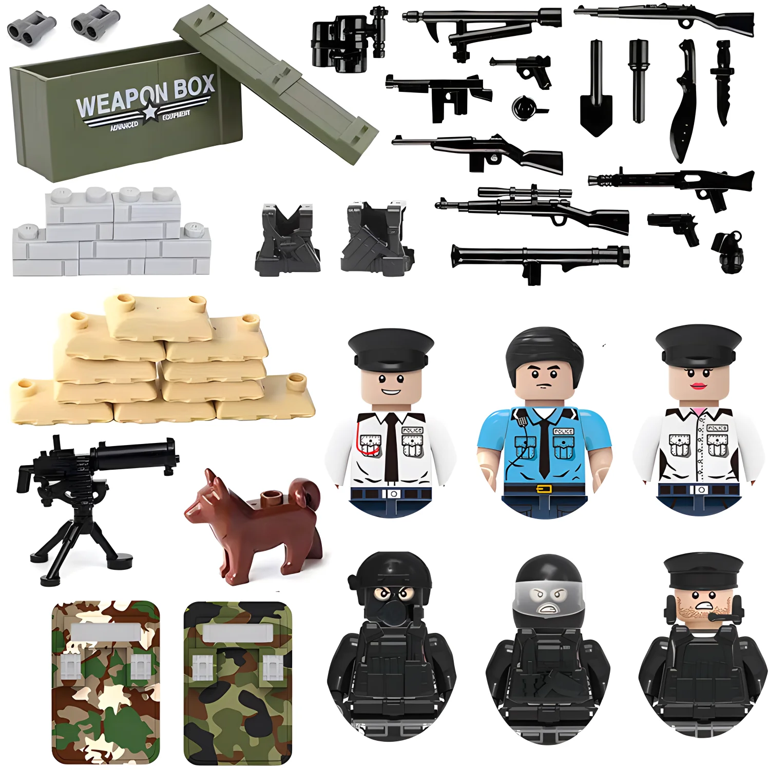 Armas militares de las fuerzas especiales, 25/50/100/200 piezas, soldados, Gángster, ejército, armas SWAT, bloques de construcción, figura, modelo, juguete de ladrillo