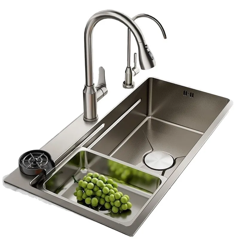 Thickened kitchen sink Stainless steel large single slot Embossed vegetable sink Dishwashing sink