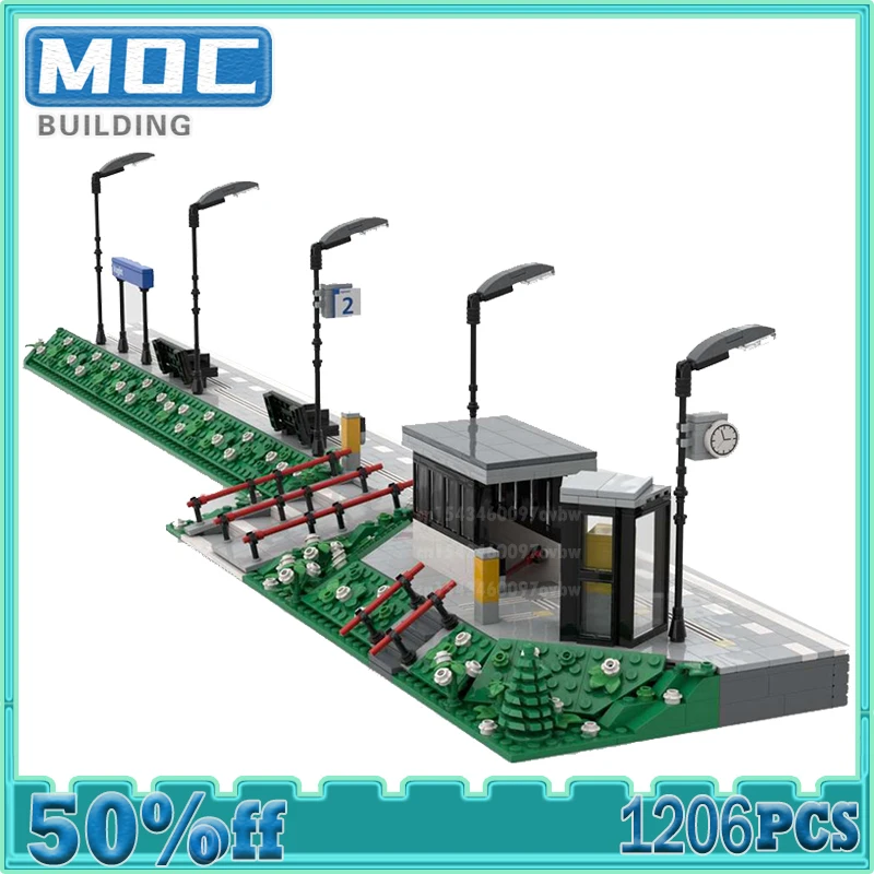 

Moc Building Bricks Vught Train Station Platform 2 Model Street View Education Bricks Creative DIY Assembly Toy Child Gift