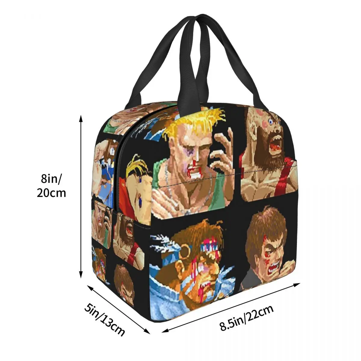 Defeated Portraits Super Street Fighter Insulated Lunch Bag for Women Kids Portable Food Boxes Thermal Lunch Box Tote