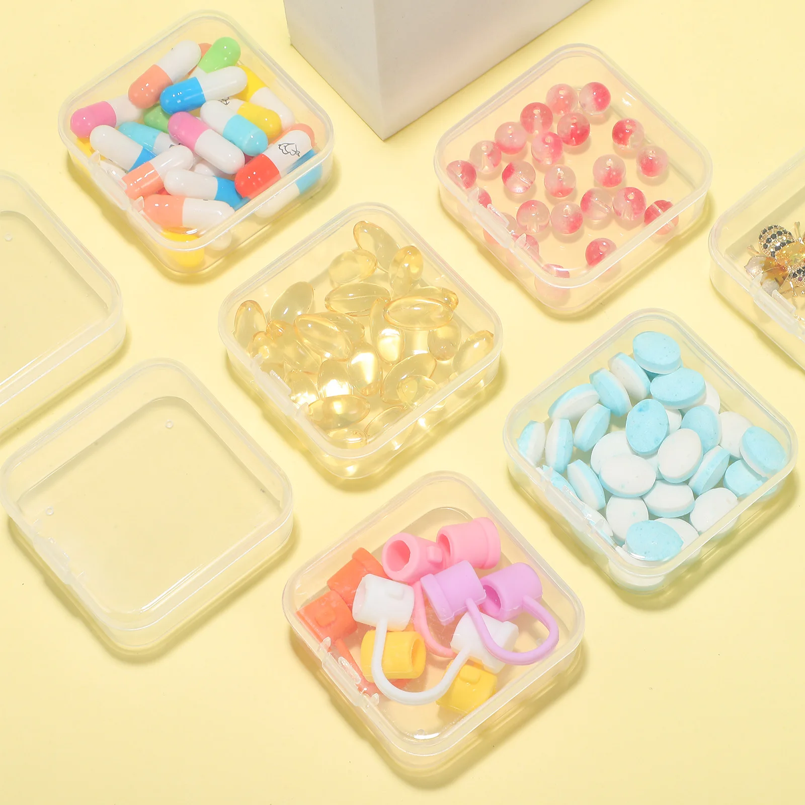 

24Pcs Plastic Storage Box Transparent Square Container for Small Items Beads Jewelry Storage Case Clear Stackable Portable