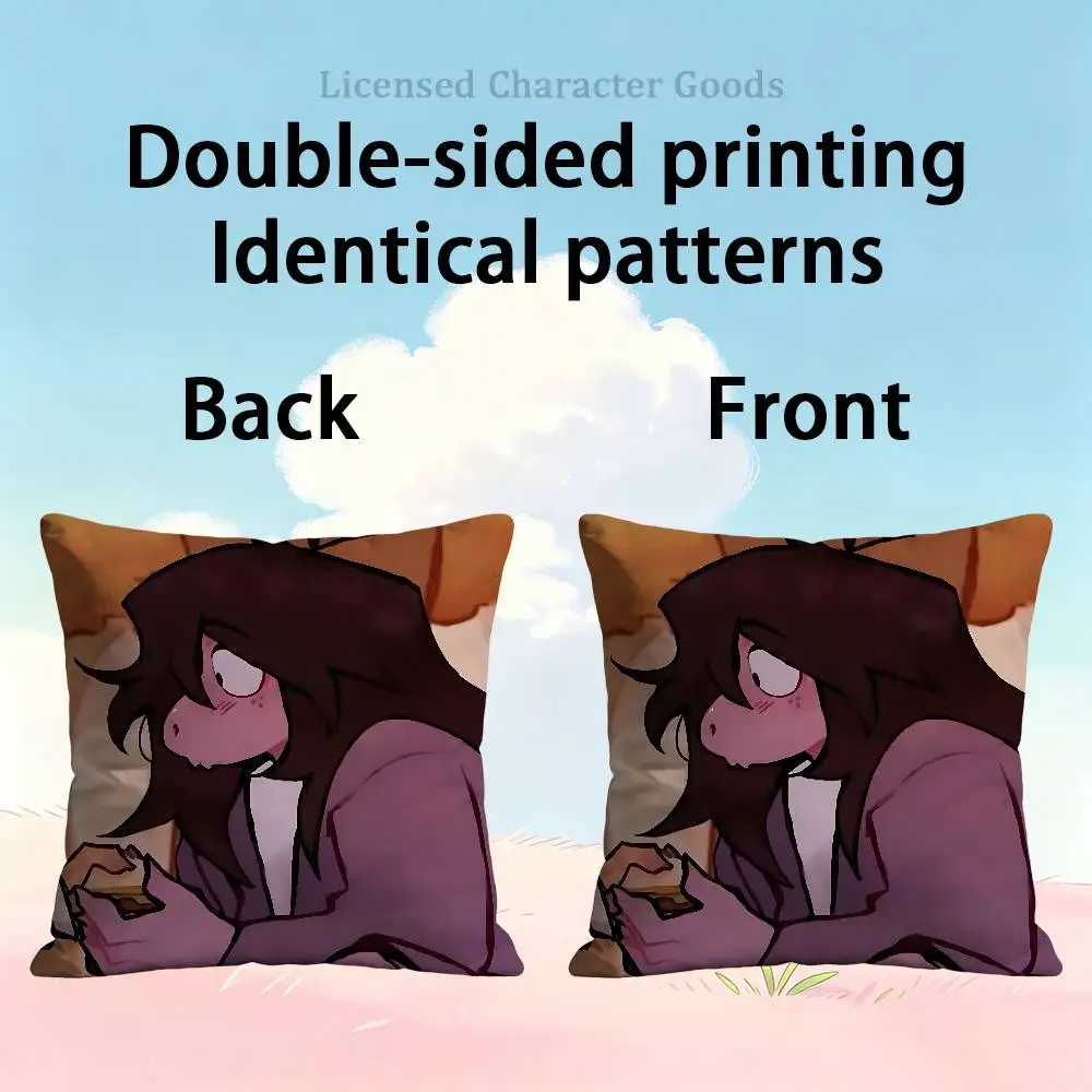 D-Deltarune Suselle Susie Noelle Square Cushion Cover Weird Aesthetic Library Book Page Print Pillow Cover