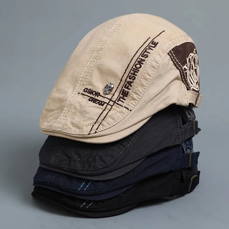 Herbst-Sport-Baskenmütze aus Baumwolle, Unisex, lässige Schirmmütze mit Buchstabenstickerei, Outdoor-Mode-Accessoire für Männer und Frauen