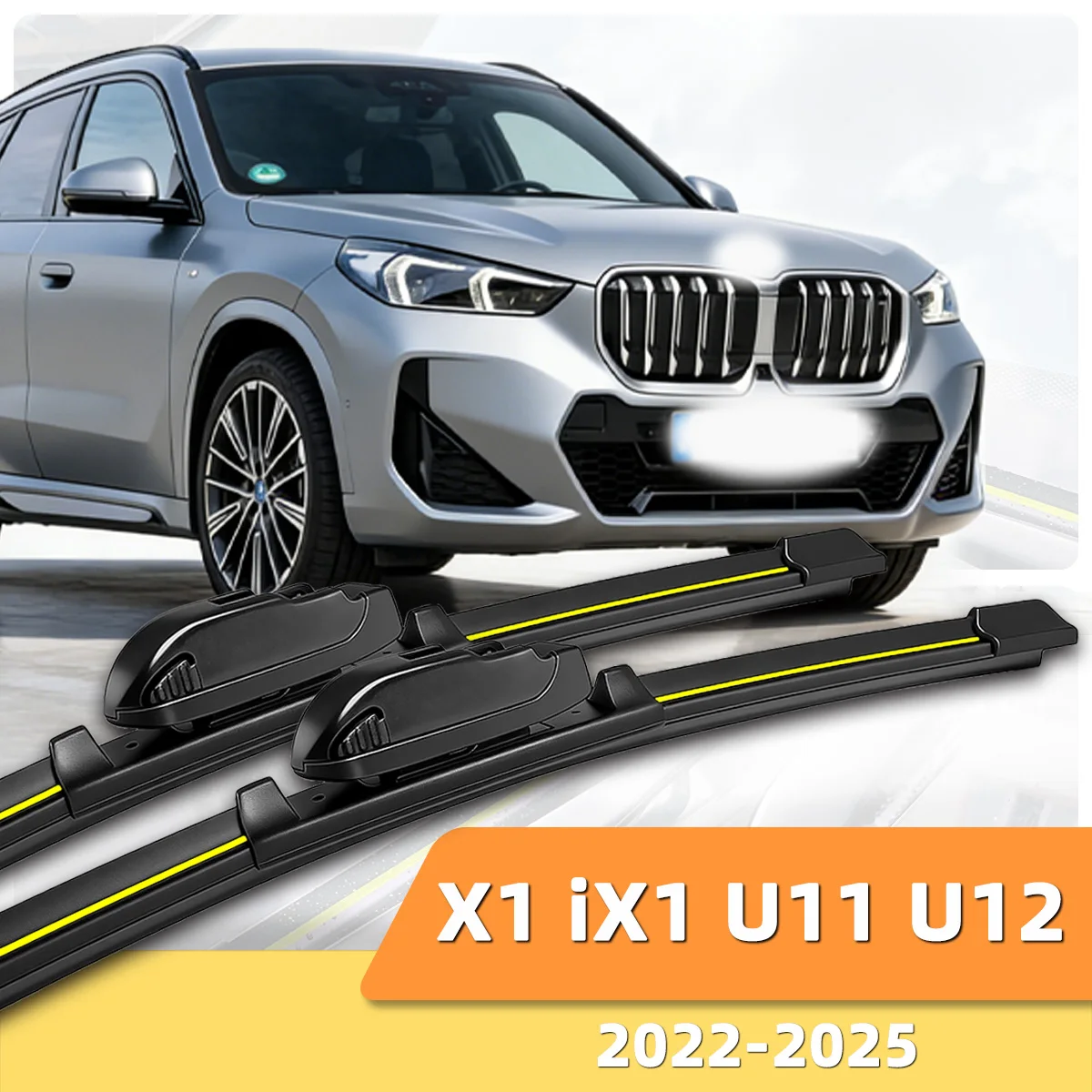 2er-Set Scheibenwischer passend für BMW X1 iX1 U11 U12 (2022-2025) – Geräuscharmer Frontscheibenwischer ohne Gestell mit Naturkautschukstreifen