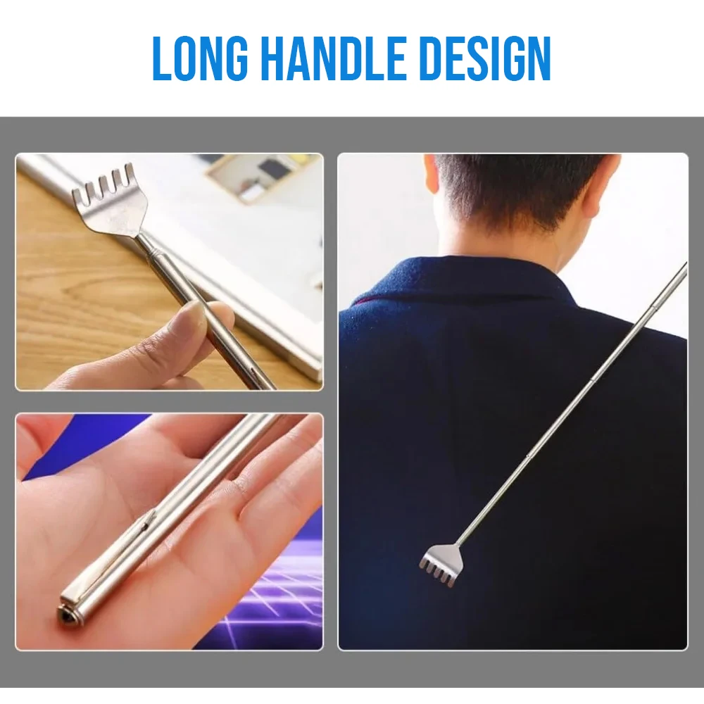 أداة خدش تلسكوبية متينة من الفولاذ المقاوم للصدأ 6 قطع - أداة خدش خلفية يدوية قابلة للتمديد للسفر LK-AA478