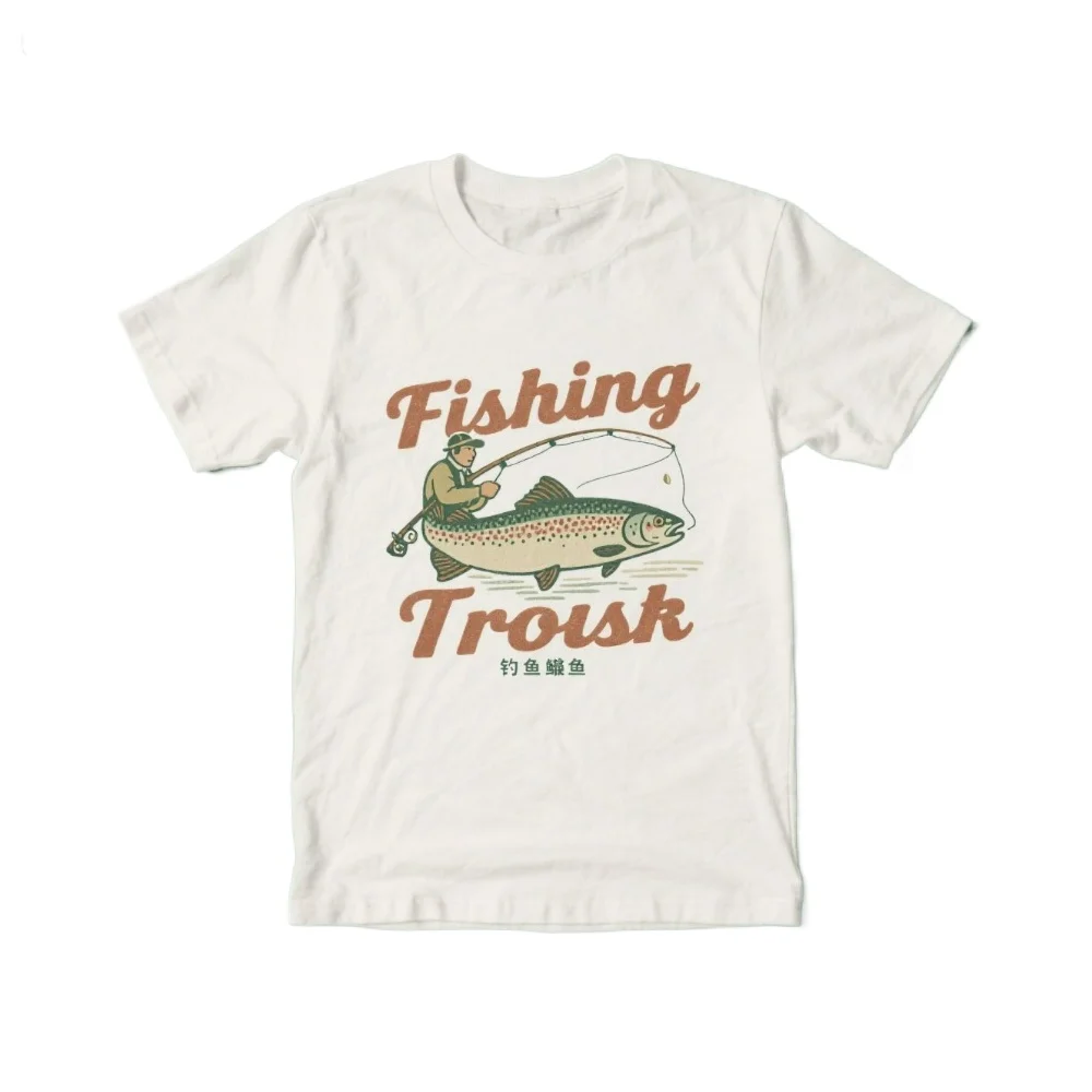 

Fishing Trout Retro Fishman Anglers Gift T-Shirt 100% Cotton O-Neck Short Sleeve Summer Casual Mens T-shirt Streetwear