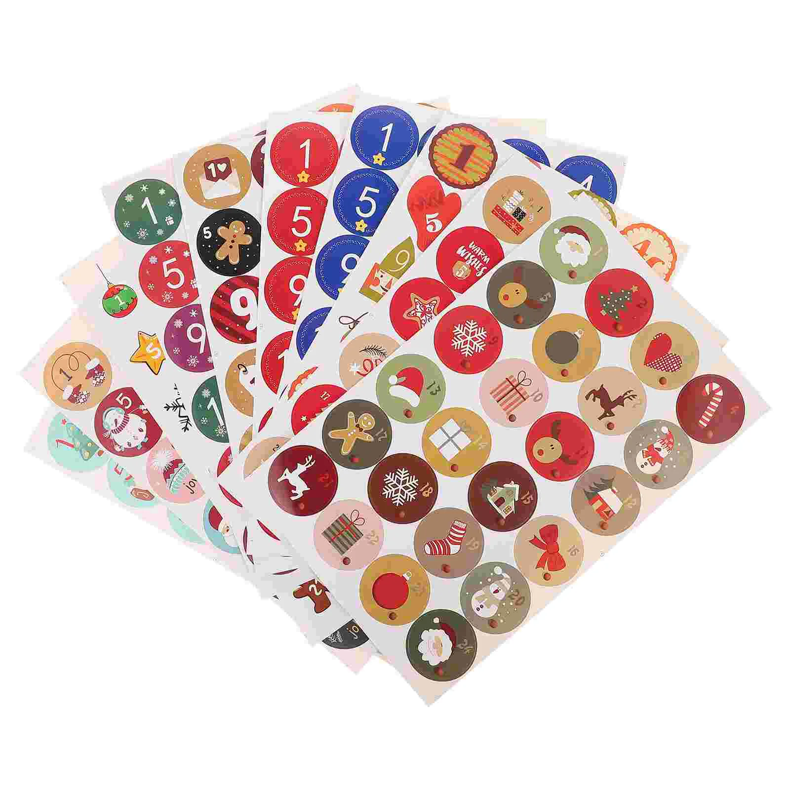 20 vellen kerstnummers stickers gemengde stijl label bruiloft feest vakantie cadeau etiketten kraftpapier kerst zegel lijm