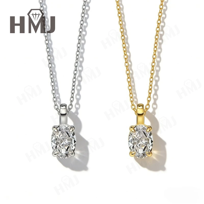 

1ct/1.5ct/2ct/3ct Oval Cut Moissanite Necklace D Color VVS1 925 Sterling Silver Solitaire Pendant Daily Wear Jewelry for Women
