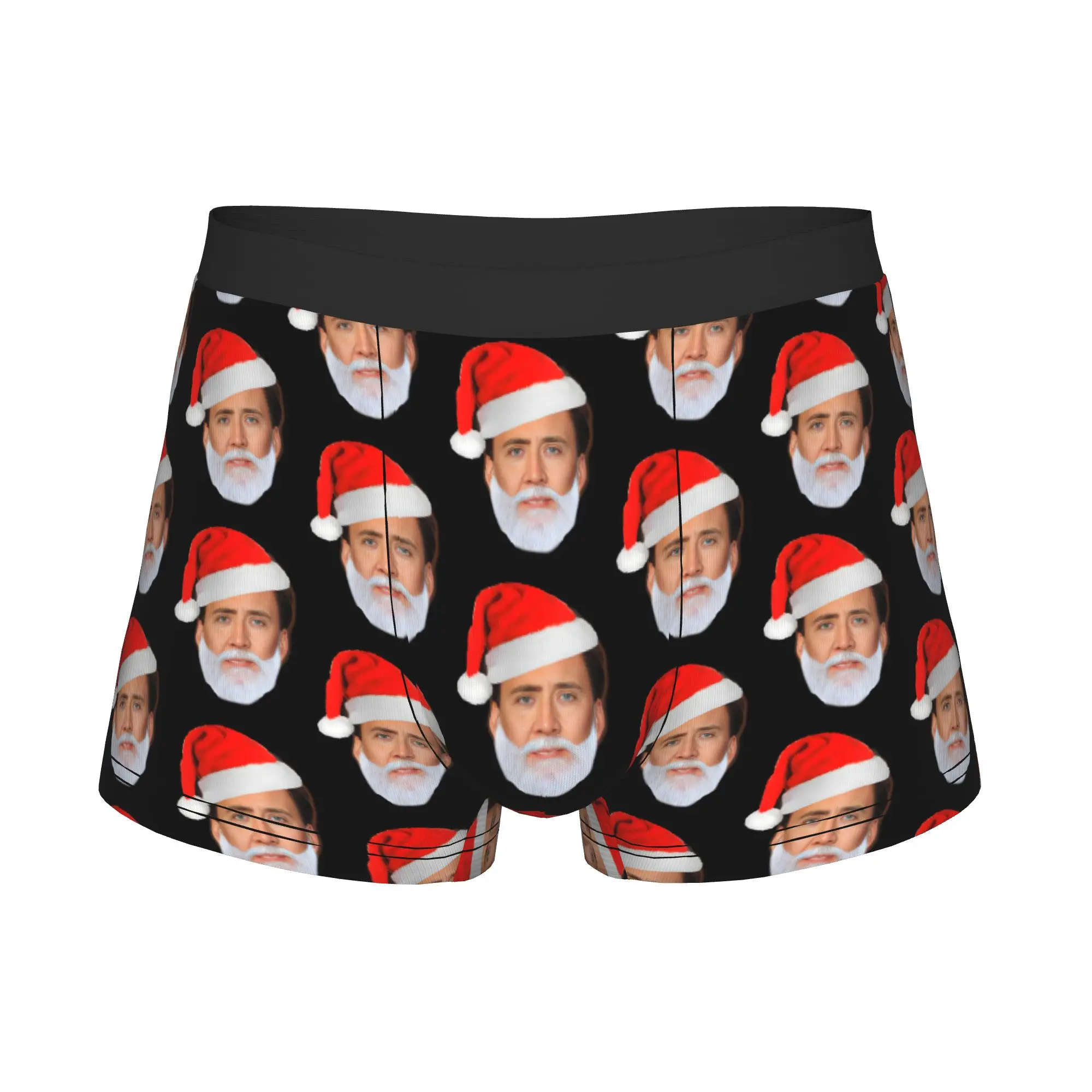 Cute Nicholas Cage Boxers Shorts Mens Santa Claus  Briefs Underwear Novelty Underpants