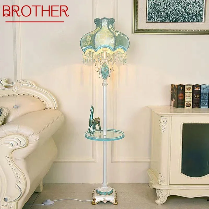 

BROTHER European Floor lamp Luxurious Living Room Bedroom Study Villa Hotels LED Warm Creativity Floor lamp next to sofa