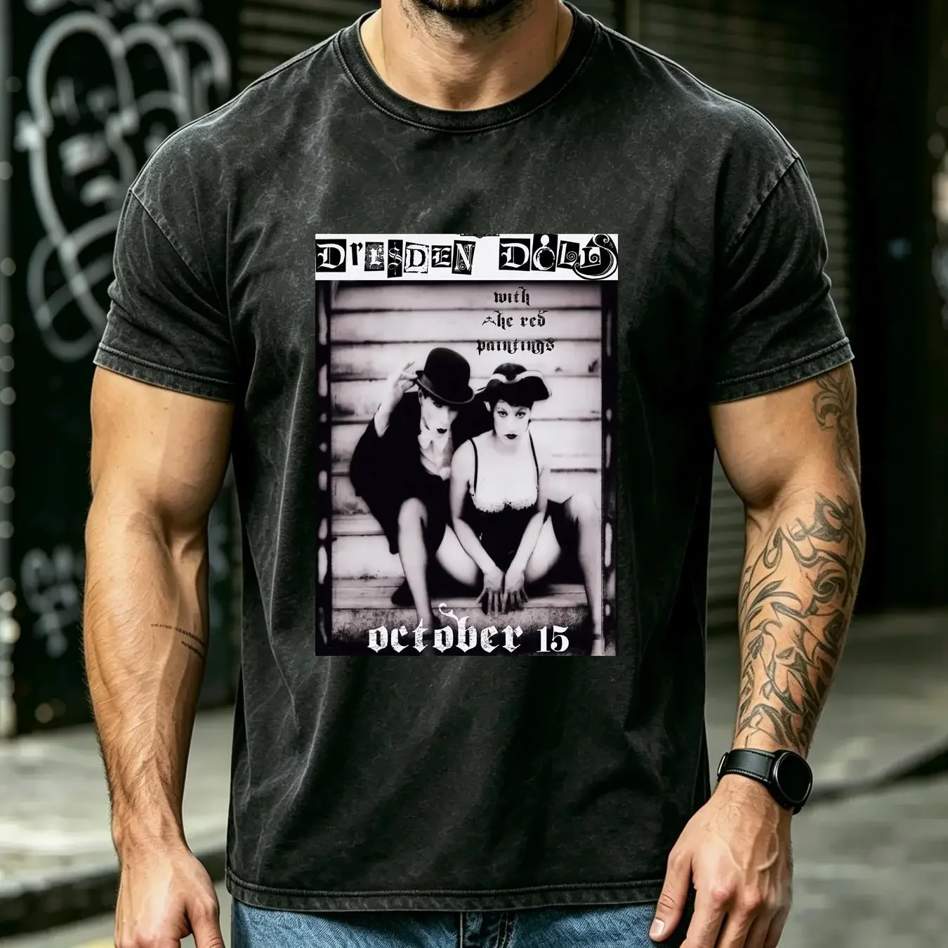 washed T Shirt The Rise And Times Of Dresden Dolls Cotton All size Black Men NE743 long sleeves vintage Washed Unisex Casual