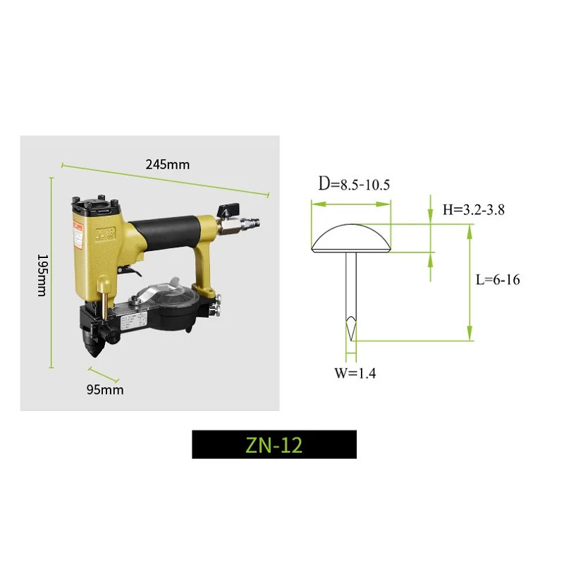 Pneumatic Pins Stapler Automatic feeding Air nailer gun Furniture wood tool for Make sofa / furniture deco  ZN-12S