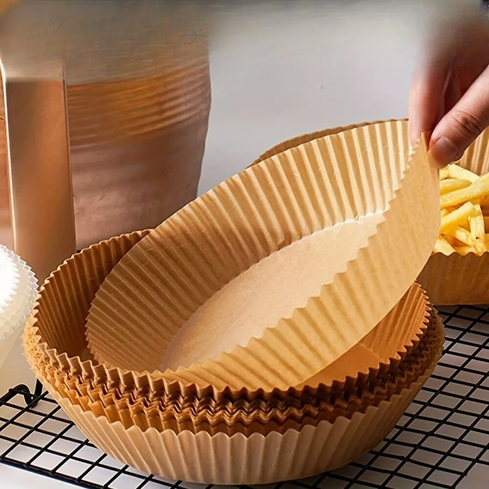 50 Pcs Disposable Round Baking Parchment Paper – Large-Quantity Non-Stick Liners, Convenient for Oven and Air Fryer Use. - Detail 1