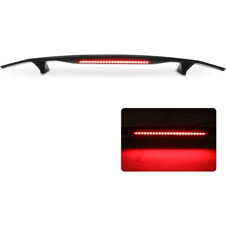 

Trunk Spoiler Compatible with Universal Cars IKON Style Glossy Black ABS Spoiler Wing Body Kit with Integrated 3rd Brake Light