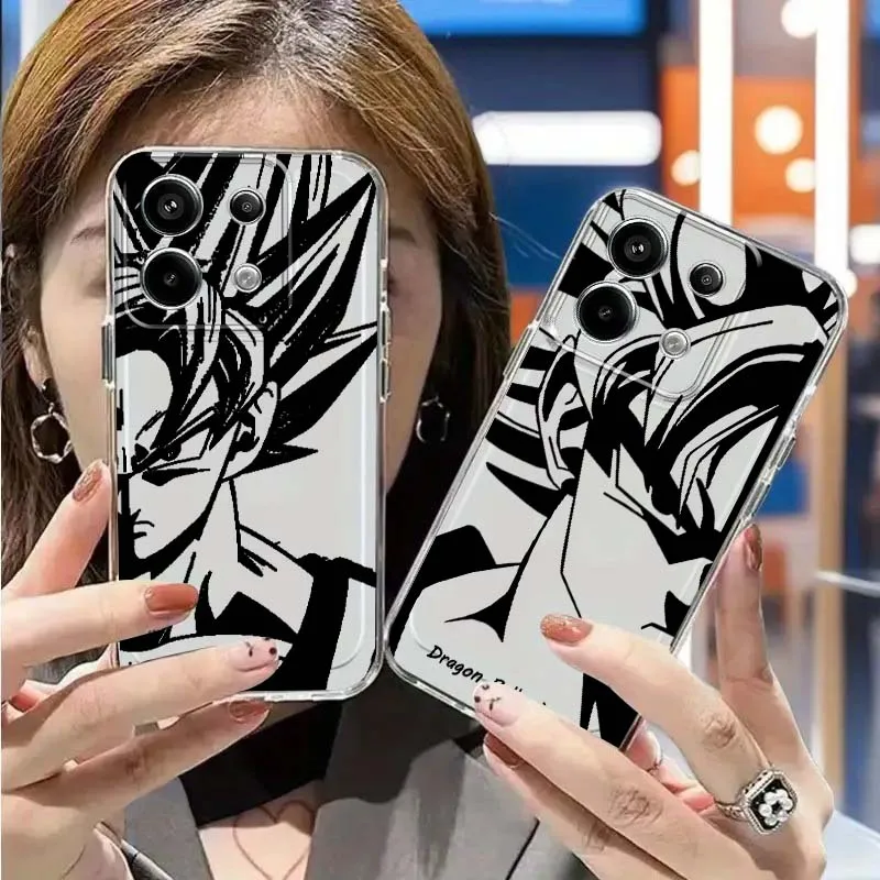 

D-Dragon B-Ball Cool Line Phone Case For Xiaomi Redmi Note 14 13R 13 12 12S 11 12T 11S 11T 10 Pro Plus Transparent