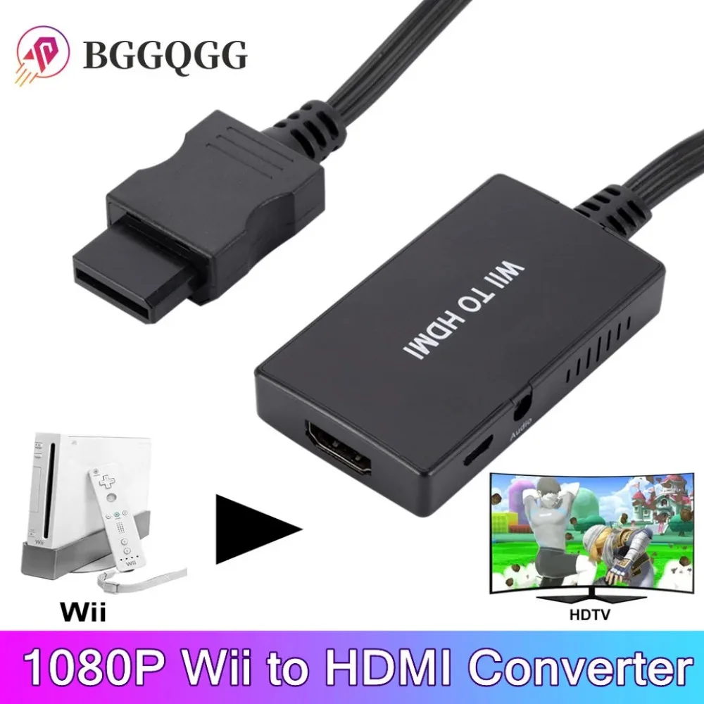 

BGGQGG HD Wii to HDMI Converter Adapter 1080p 720p Output Video and Audio with 3.5mm Jack Audio, for PC HDTV Monitor Display