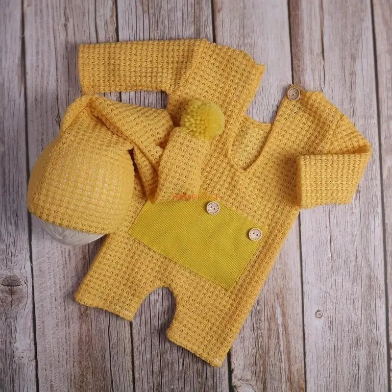 U50F طقم رومبير لحديثي الولادة بدلة أطفال مع طقم قبعات لحديثي الولادة جلسة تصوير مثالية لمعمودية الأطفال والحفلات