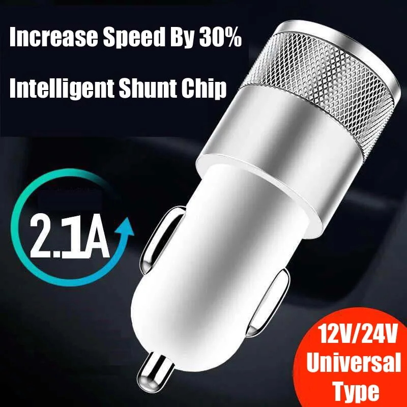 1Pc Car Car Charger One Drive Two USB Universal Adapter Mobile Phone Quick Charge