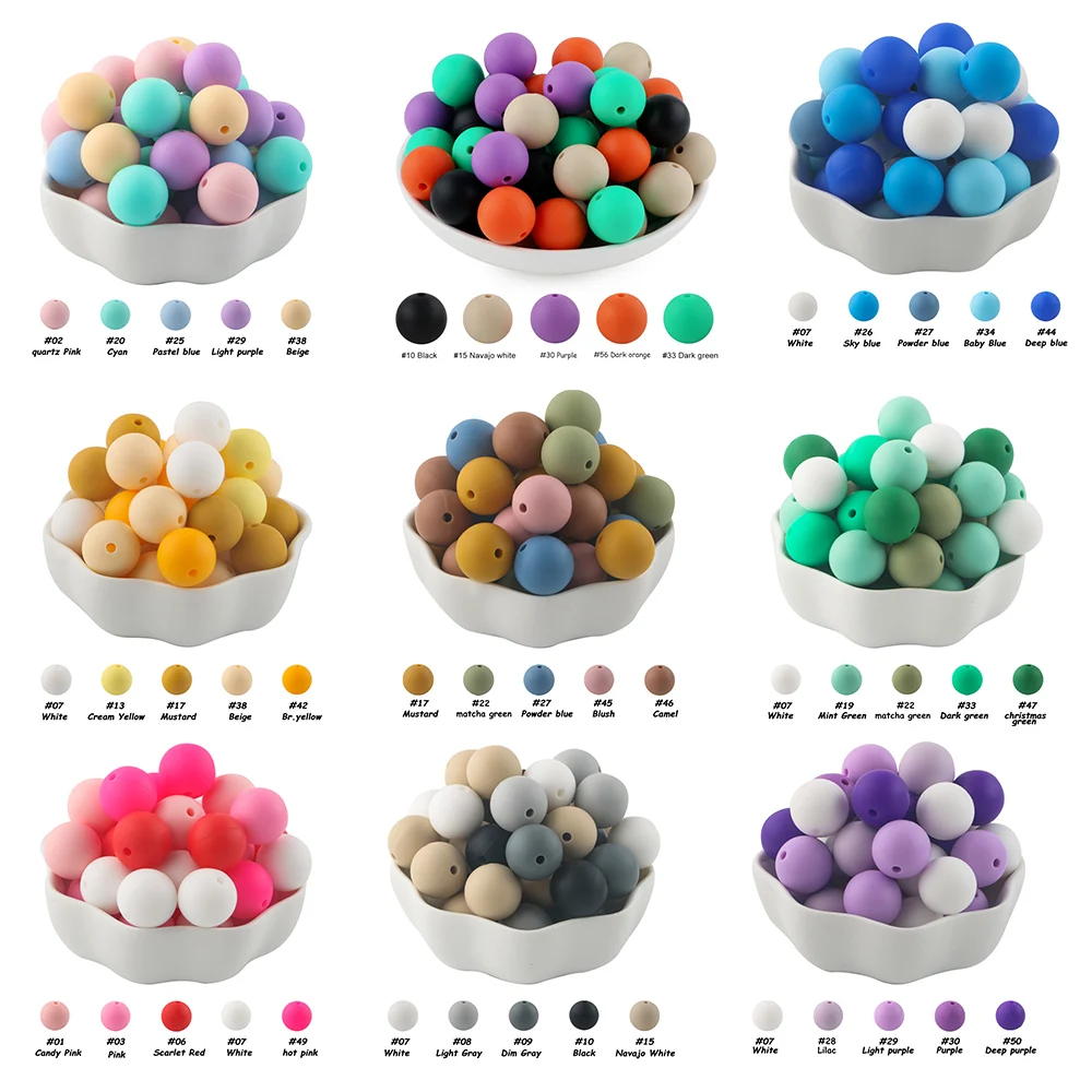 30Pcs 9/12/15mm Round Silicone Beads Silicone Spacer Bead Suit  For Making Bracelets DIY Bracelets Necklaces Jewelry Accessories