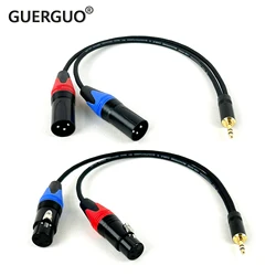 GuerGuo 3.5mm 1/8 ''gniazdo TRS do 2 XLR 3Pin Adapter do kabla, z męskiego na męskie/żeńskie 3.5 do Dual XLR Breakout Y kabel splittera 0.3m-5m