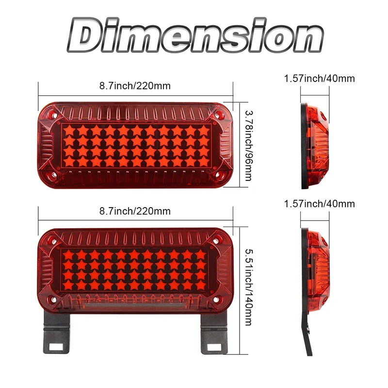 Star Red Reflex LED RV Camper Trailer Tail Lights Running Turn Signal Brake License Plate Lamp Position Rear