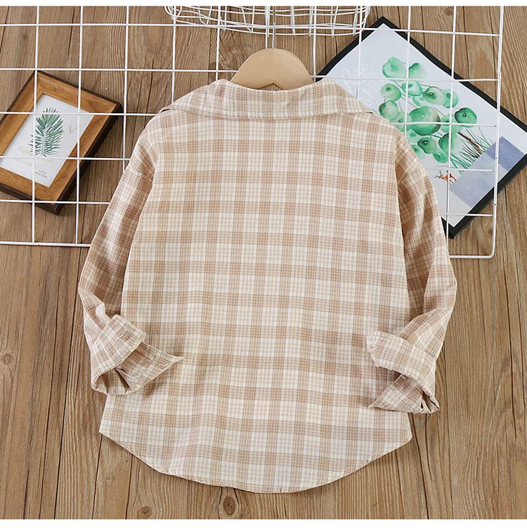 Neues Frühlings-Baumwoll-Langarmhemd für Jungen, Modische High-Street-Oberbekleidung, Oberteile für Teenager, Kariertes Streifenhemd, Alter 5-14 Jahre – Detail 28