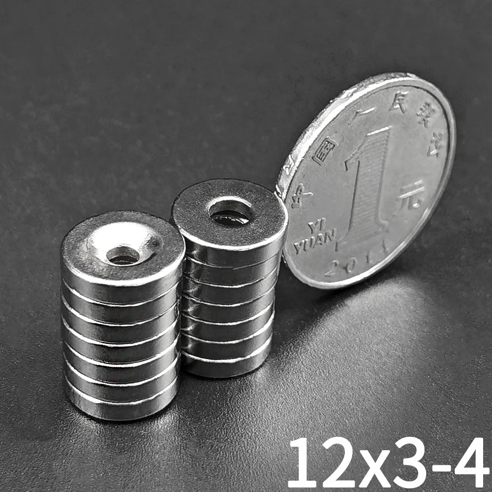 10/20/40Pcs 12x3-4 Otwór Magnes neodymowy 12mm X 3mm Otwór 4mm N35 NdFeB Okrągły Super Mocny Stały Magnetyczny Imanes