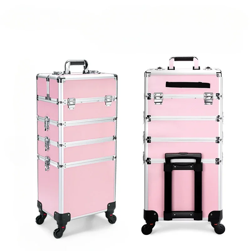 Professional 2/3/4 Layers Trolley Makeup Suitcase Detachable Nail Tattoo Embroidery Beauty Toolbox Makeup Trolley Case