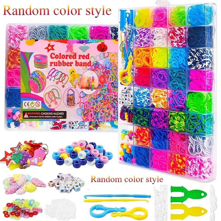 2800pcs+ 32 Colors 40 Grid Box Loom Bands Charms Hook Colorful Rubber Band Bracelet Kit Loom Bands Bracelet Making Kit