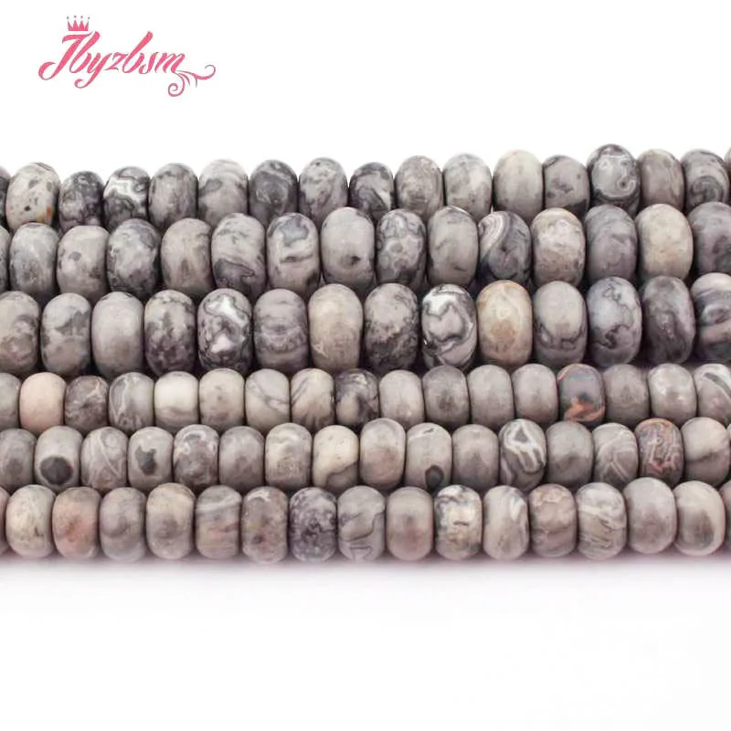 

3x6mm/4x8mm Natural Map Stone Rondelle Shape Spacer Loose Stone Beads For DIY Necklace Bracelats Jewelry Making Strand 15 Inches