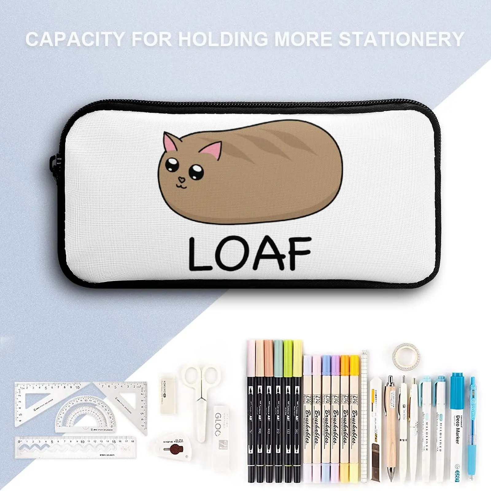 Berat musik kucing Meme lucu kucing Loaf 2 tahan lama Snug Pensil Kasus 3 in 1 Set 17 inci ransel tas makan siang tas pena Picnic Grap