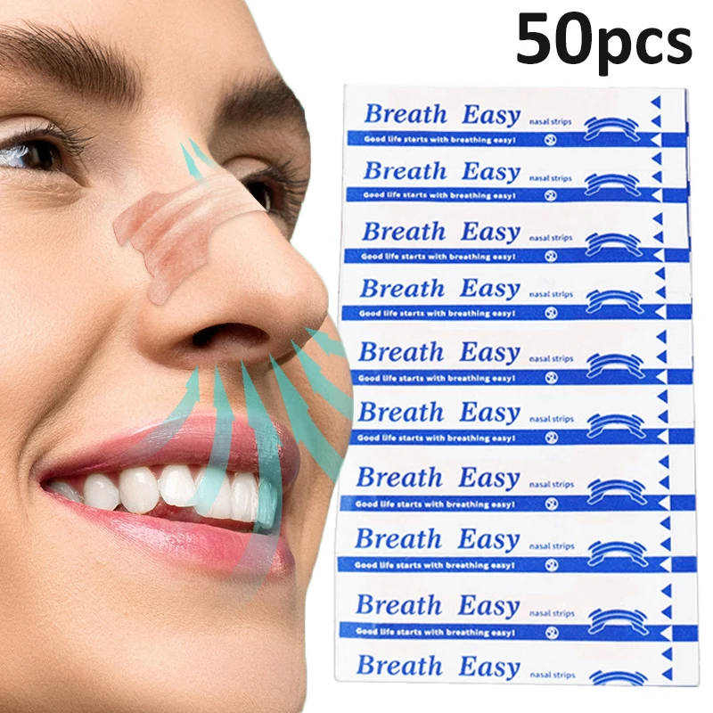 50pcs Breath Easy Anti-snoring Patch Nasal Strips Good Sleeping Stop Snoring Nose Patches For Adults Children Antisnore Stickers