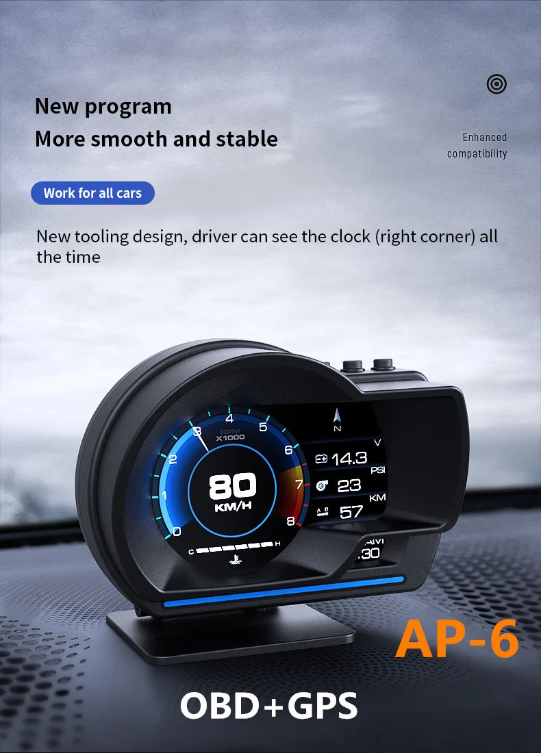 Car Multifunction AP6 HUD Smart Car Head up Display Display Digital Speedometer HUD for All Cars