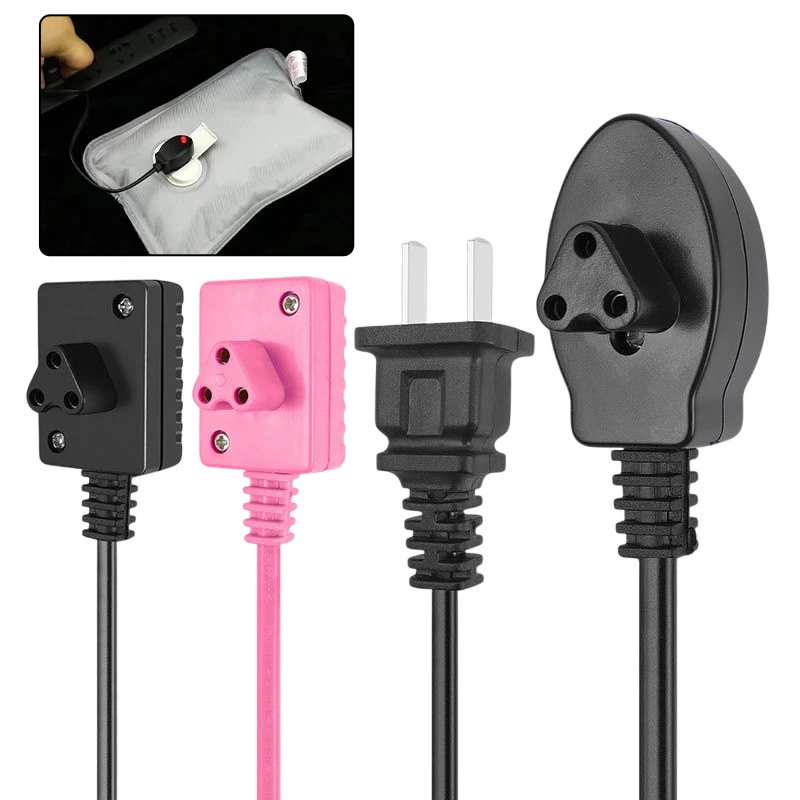 1pcs Portable Hot Water Bottle Charging Cable Three-Hole Power Plug Electric Bag Winter Hand Warmer Pocket Rechargeable Plug
