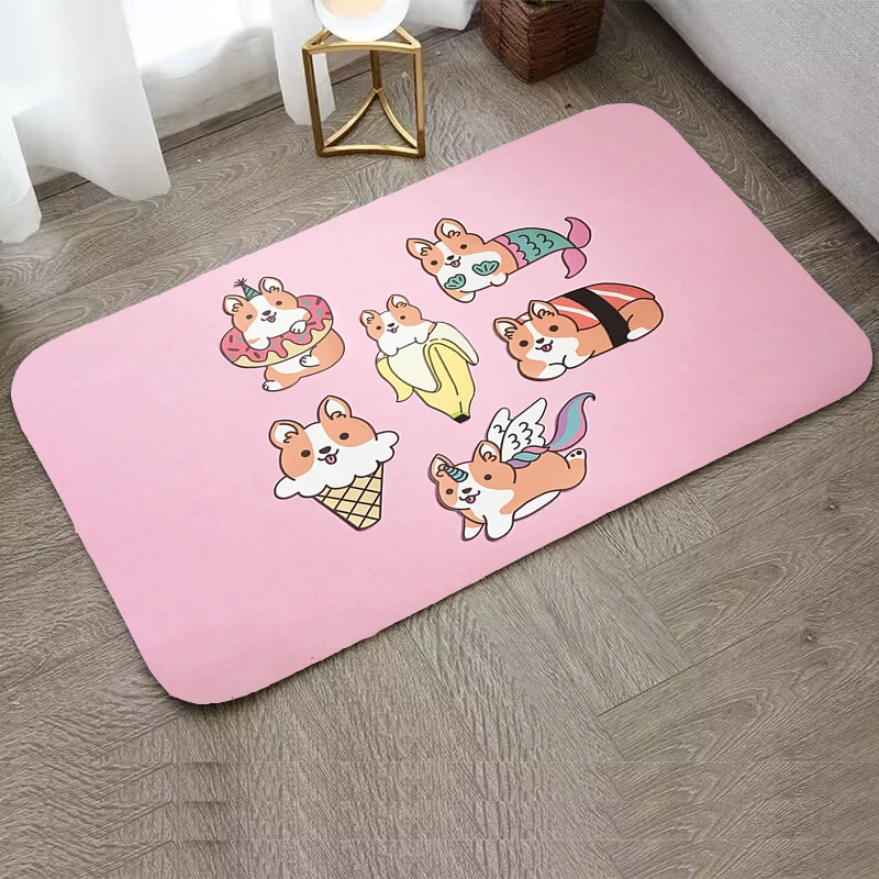 Welcome Mat Corgi Children Room Mat Bathroom Floor Mats Carpet Living Room Rug Home Decoration Kitchen Foot Bath Door Prayer