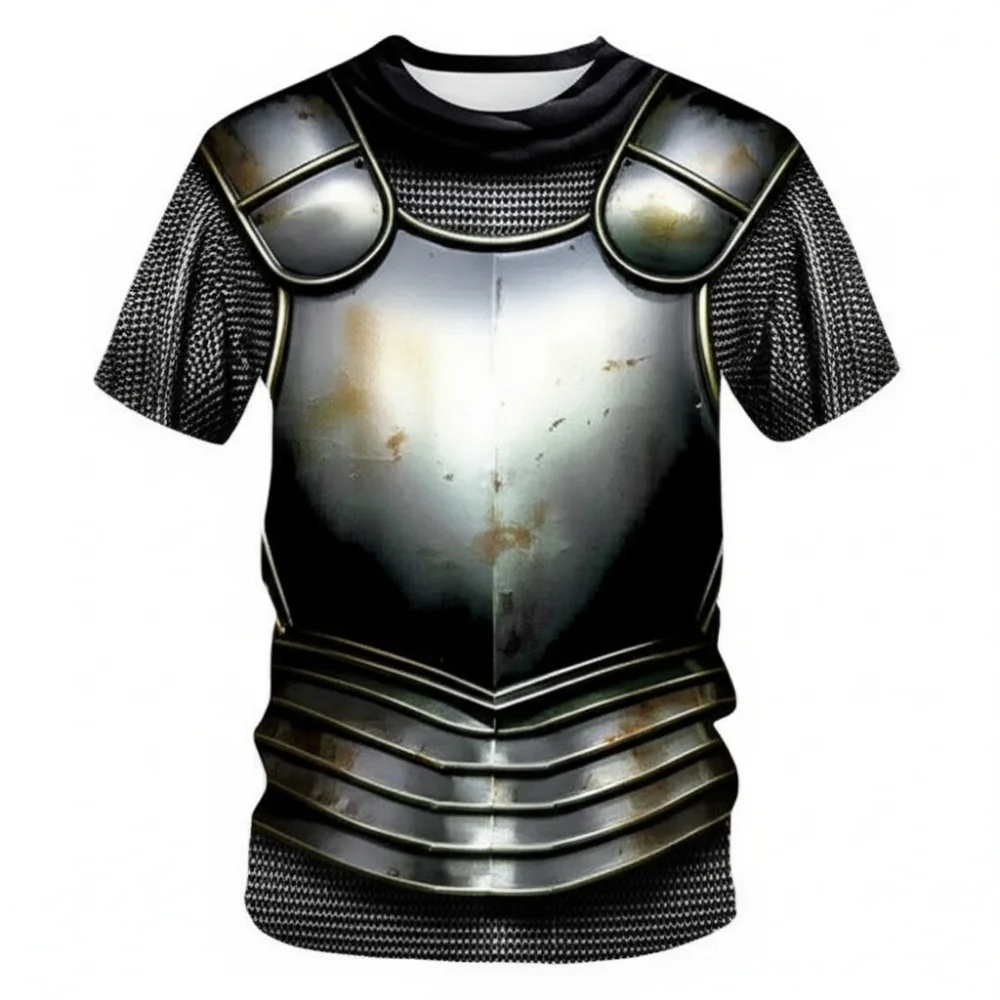 Medieval Armor 3D Print Sports Quick-dry Breathable Men T-shirt Outdoor Street Cosplay Parent-child Short Sleeve Clothing Summer