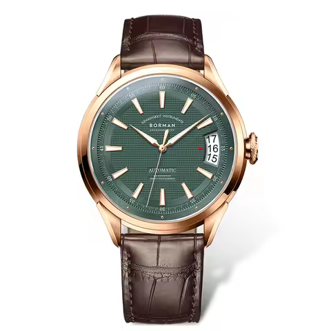 BORMAN Men Automatic Watch Luxury 42.5mm Mechanical Wristwatch 50M Waterproof Sapphire Mirror Grid Dial Luminous Date Windows