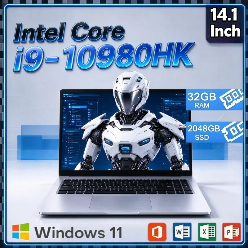 Intel I9-10980HK Windows11 14.1 Inch Portable Notebook 32GB RAM 2TB SSD High Speed Laptop For Study Work And Media Entertainment
