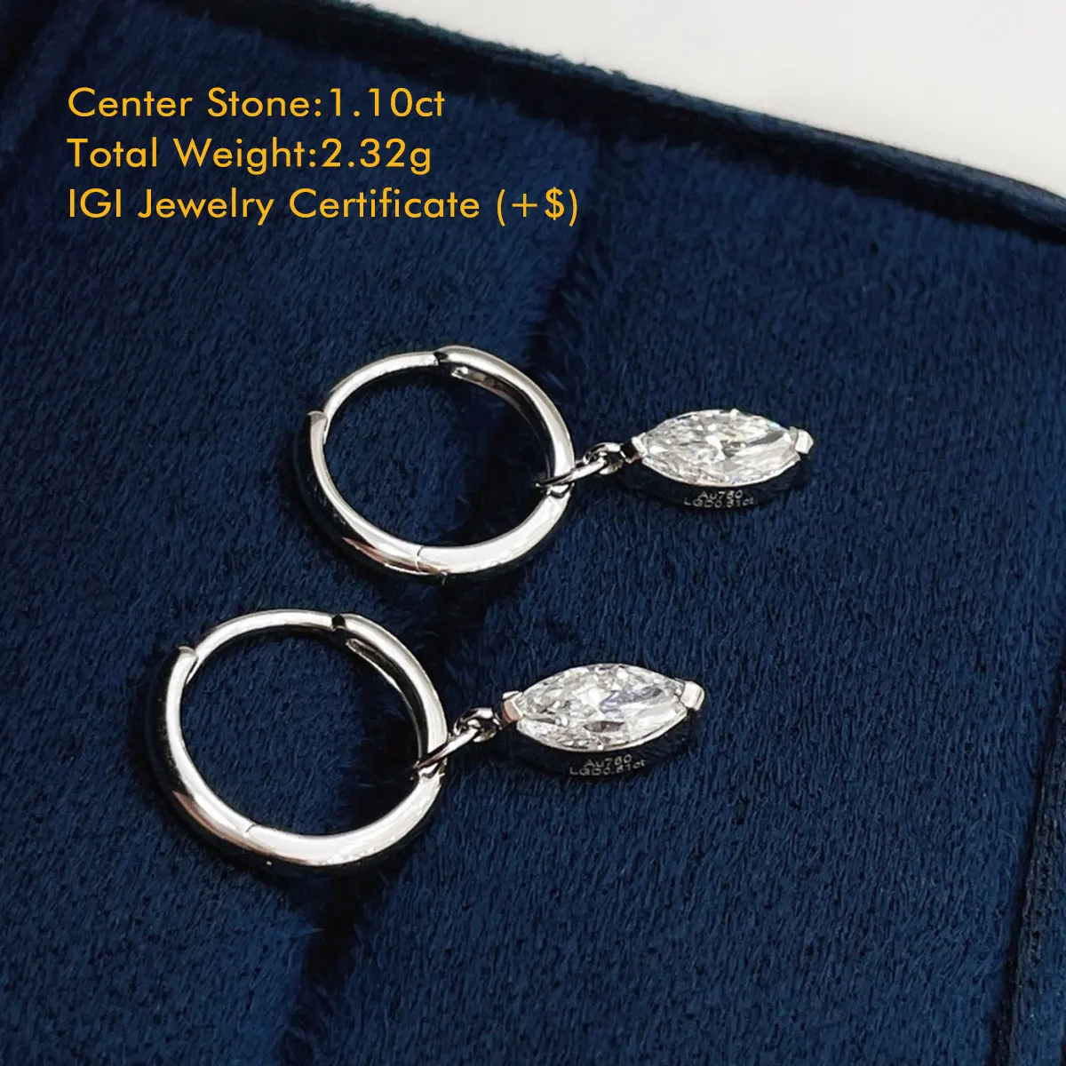 Dae Vonca Diamond Drop Earrings In 18K White Gold Marquise Cut Lab Grown Diamond Solitaire Diamond Earrings For Girlfriend