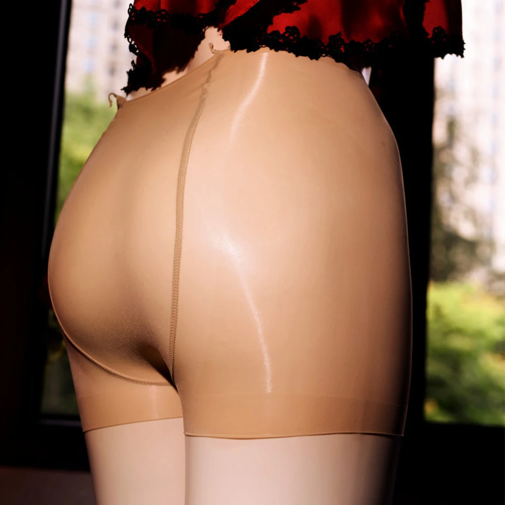 

Women Sexy Panties Oil Shiny Glossy Sheer See-Through Boxer Briefs Lingerie High Stretch Boxer Shorts Smooth Solid Underwear