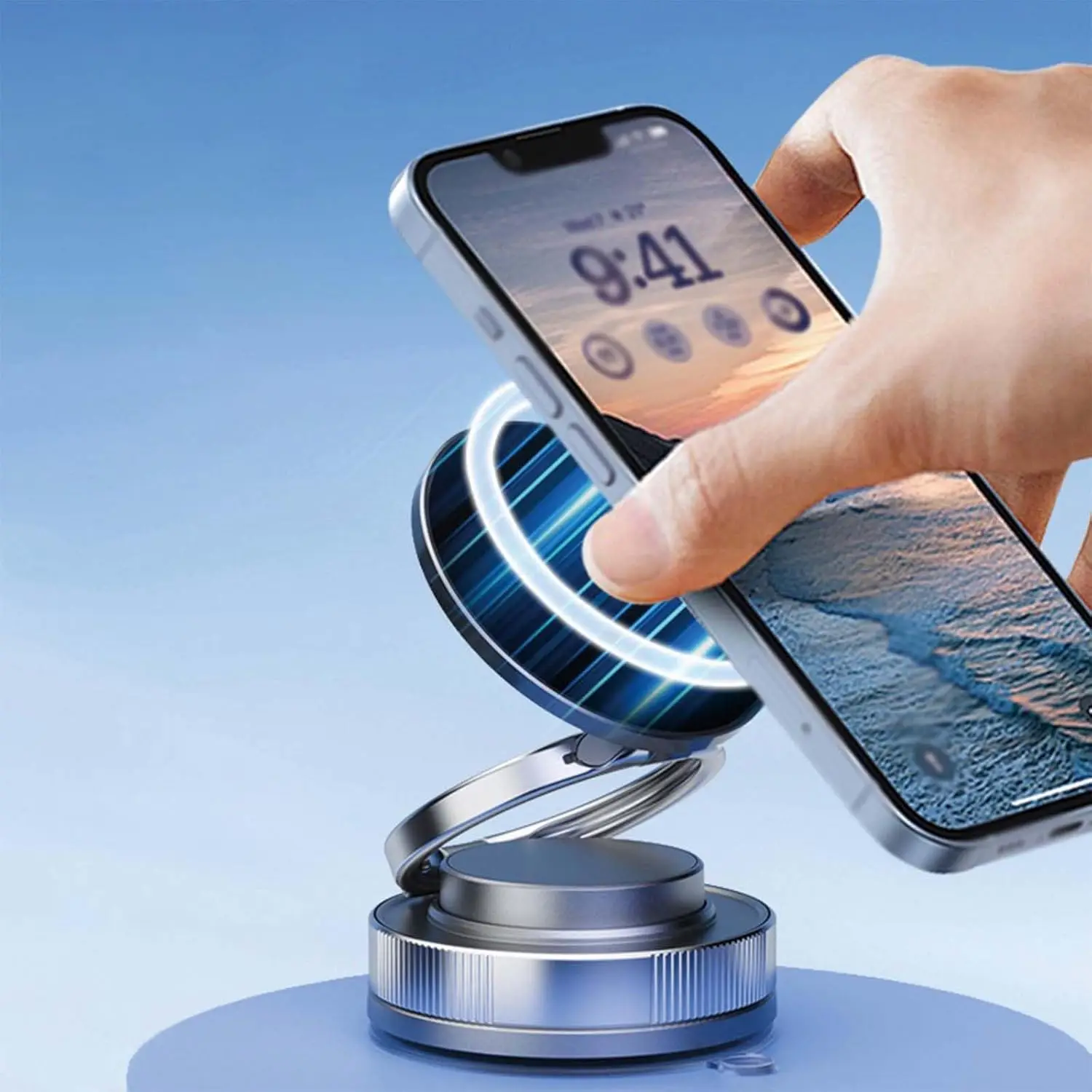 

Vacuum Magnetic Car Phone Mount 360° Adjustable - Suction Cup Holder for iPhone 16-12/Android, Universal for Car/Home/Travel